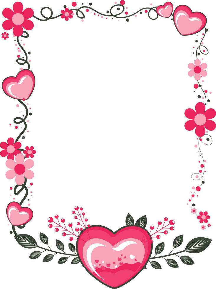 hermosa marco con corazones y flores decoración. vector