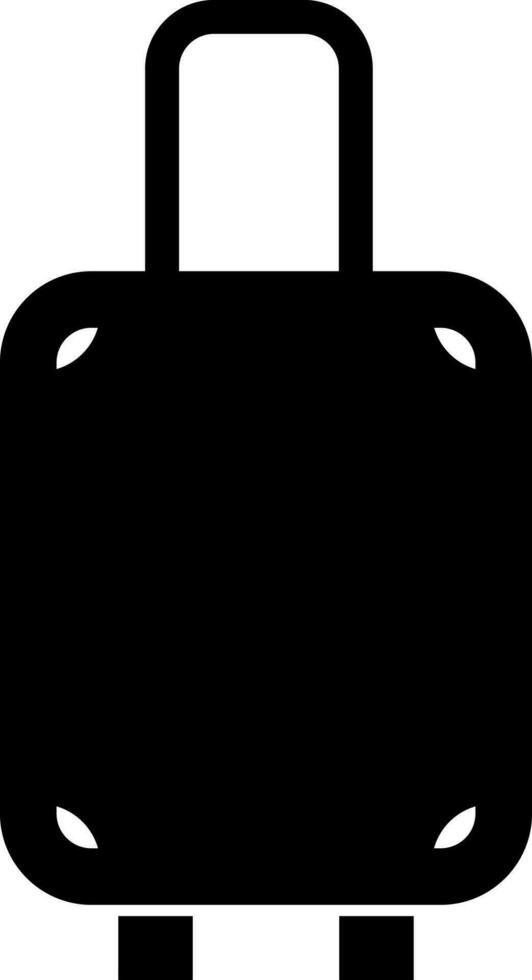 Black color trolley bag in flat style. vector