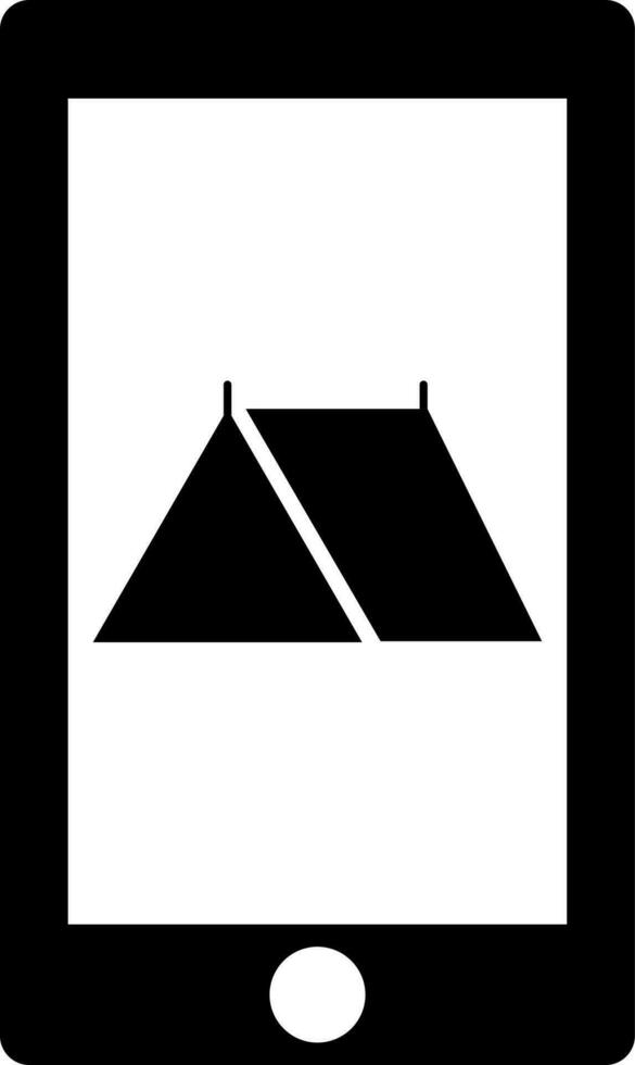 Vector illustration of camp on smartphone screen icon or symbol.