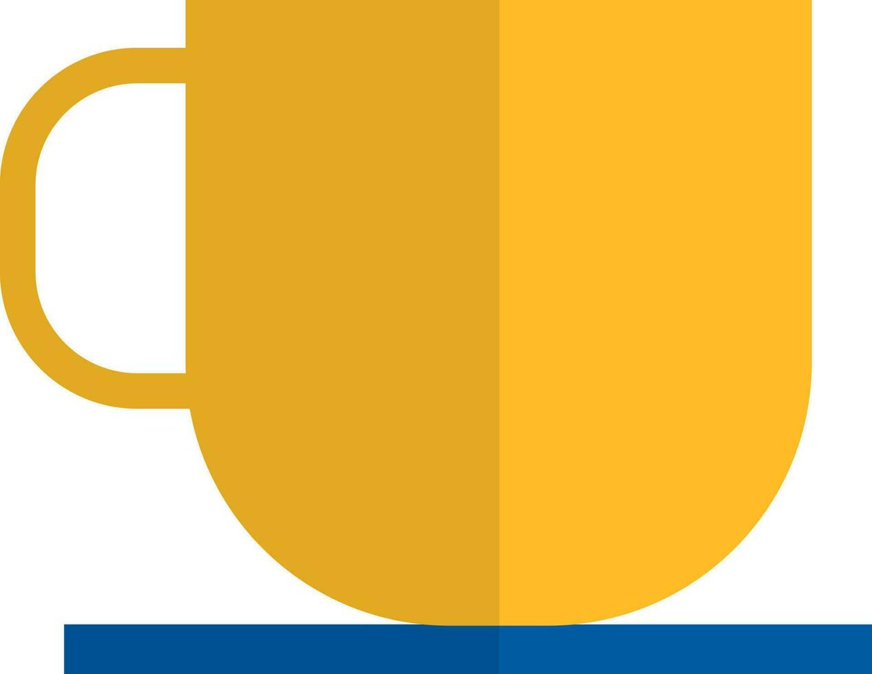 Half shadow icon of flat cup in yellow color. vector