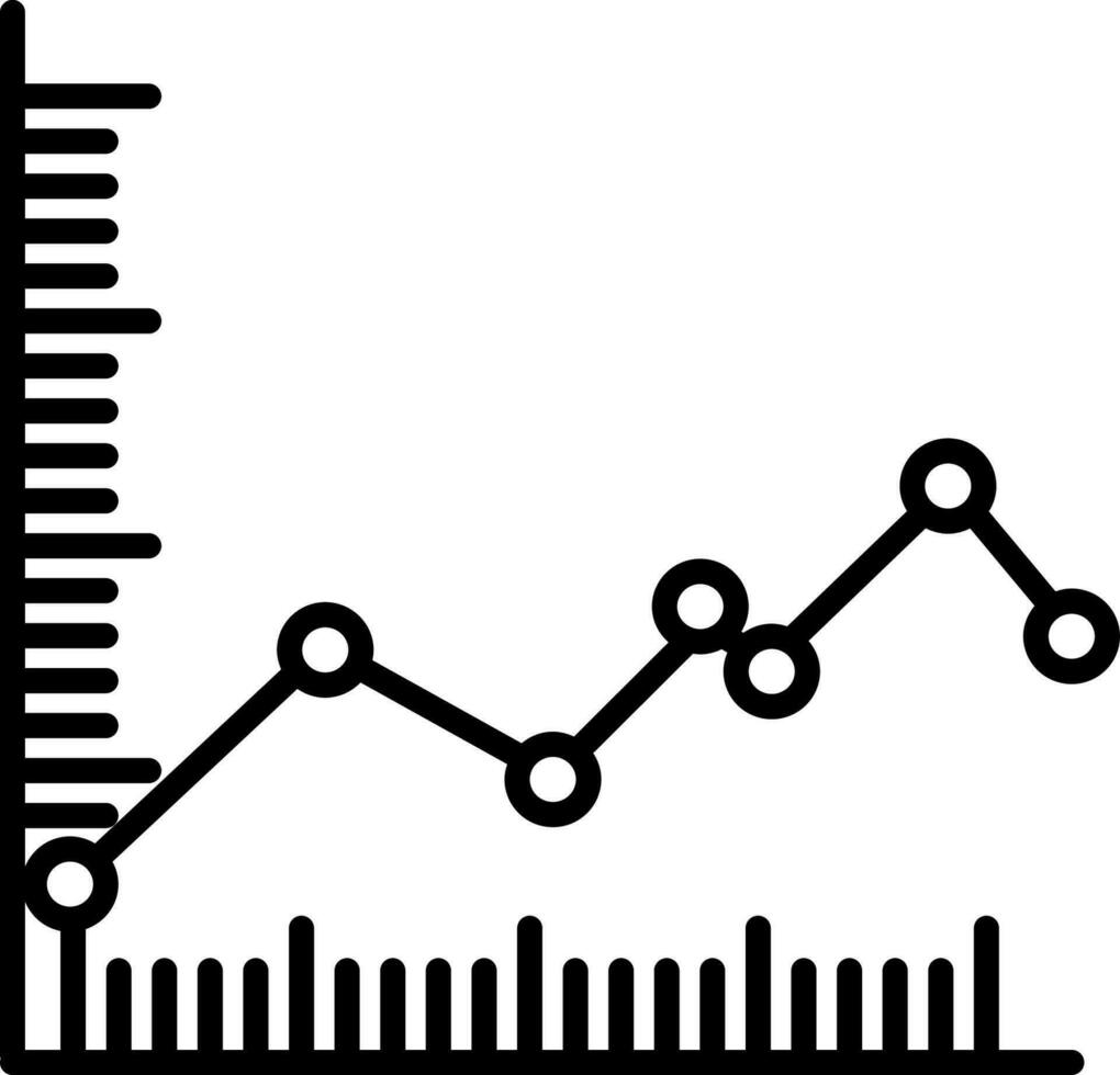Illustration of line graph statistic in black line art. vector