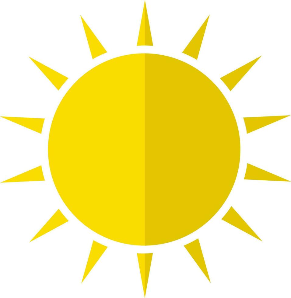 Yellow color of sun icon for light concept in half shadow. vector
