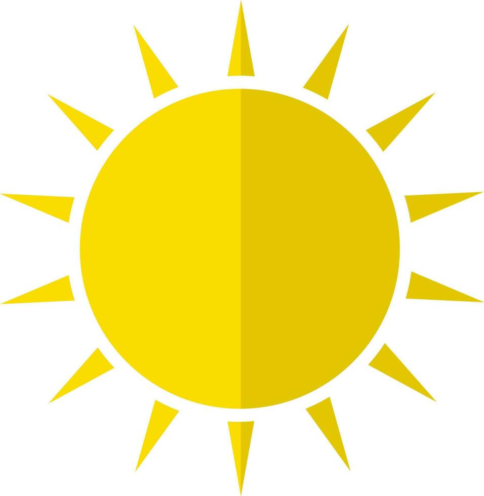 Yellow color of sun icon for light concept in half shadow. vector