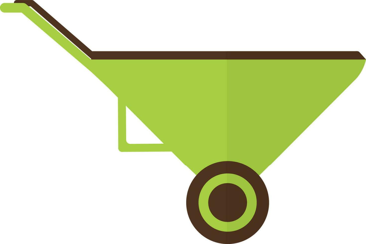 Green color of wheelbarrow icon for agriculture in half shadow. vector