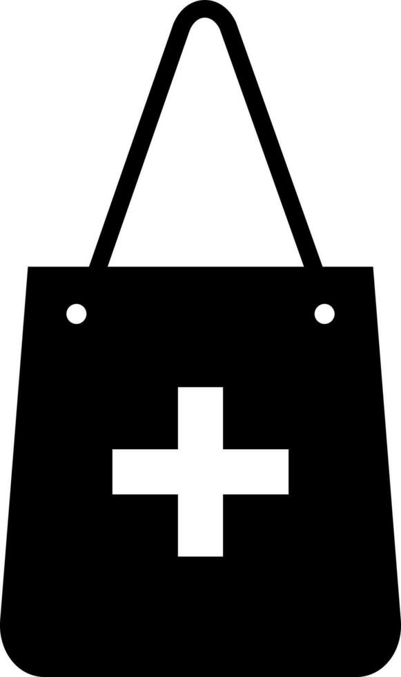 Flat style first aid bag in black and white color. vector