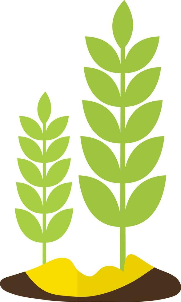 Green plant icon with soil in half shadow. vector