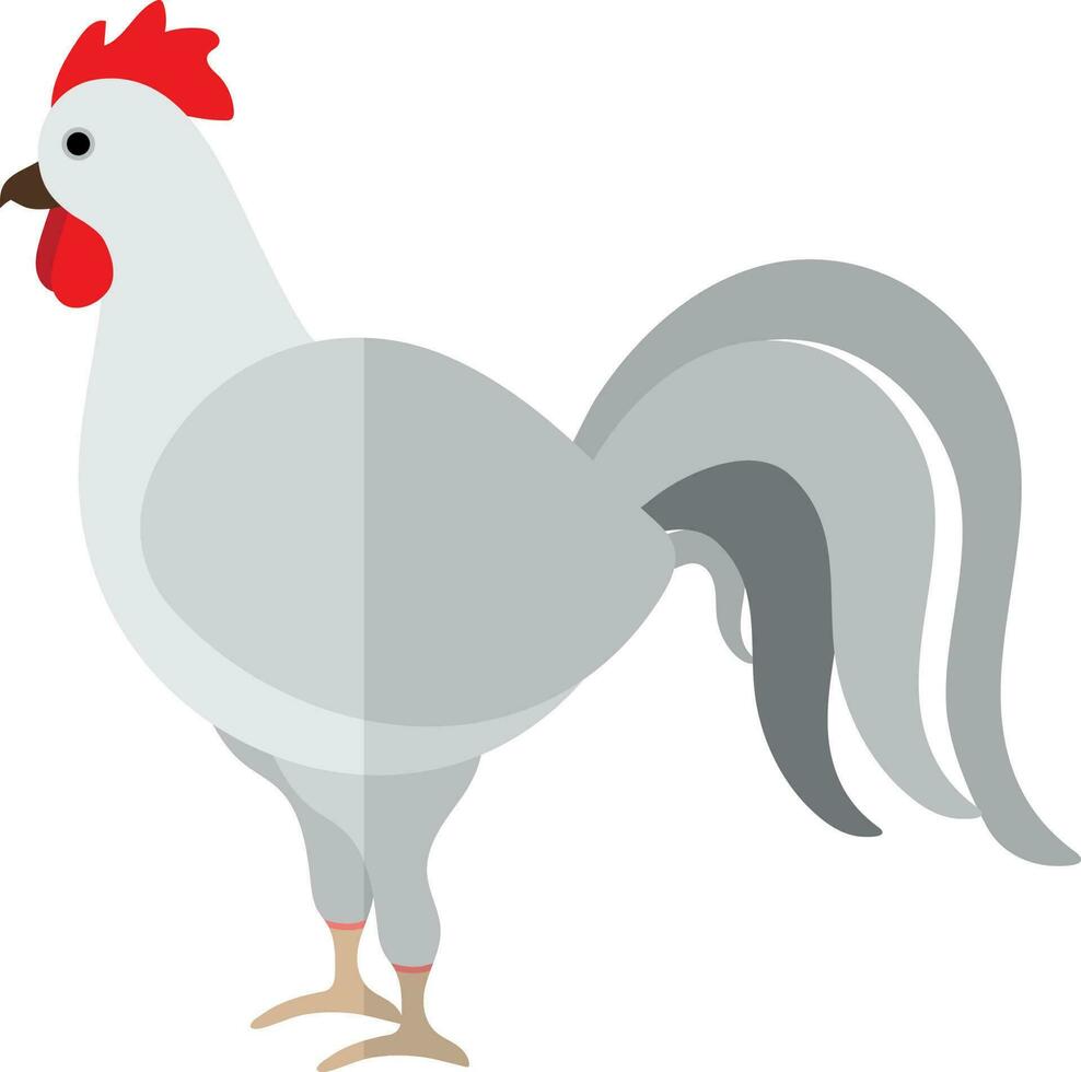 Illustration of cock icon for poultry concept in half shadow. vector