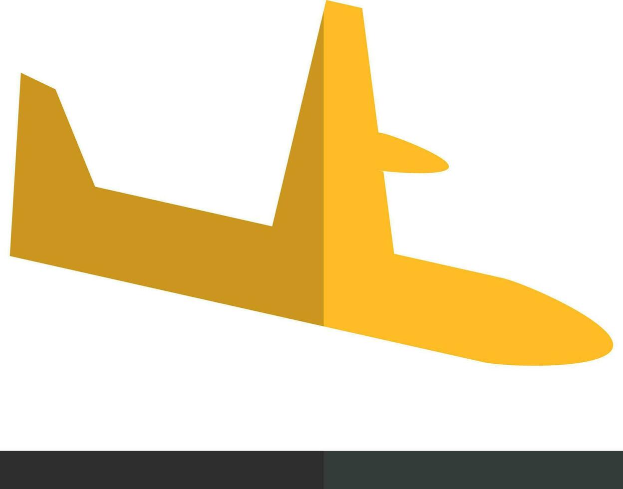 Isolated landing airplane in half shadow with flat style. vector