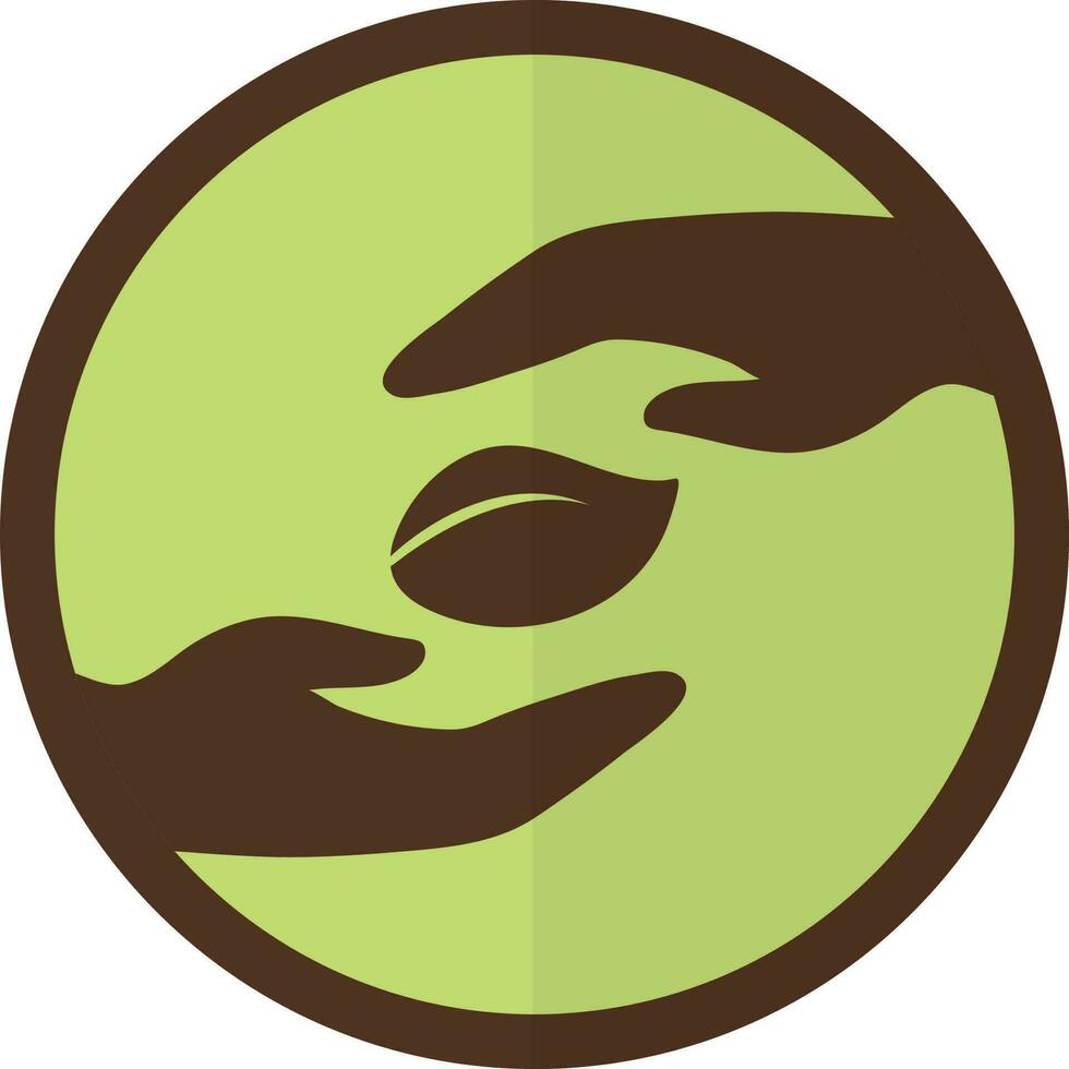 Ecology field icon with seed on hand in circular in half shadow. vector