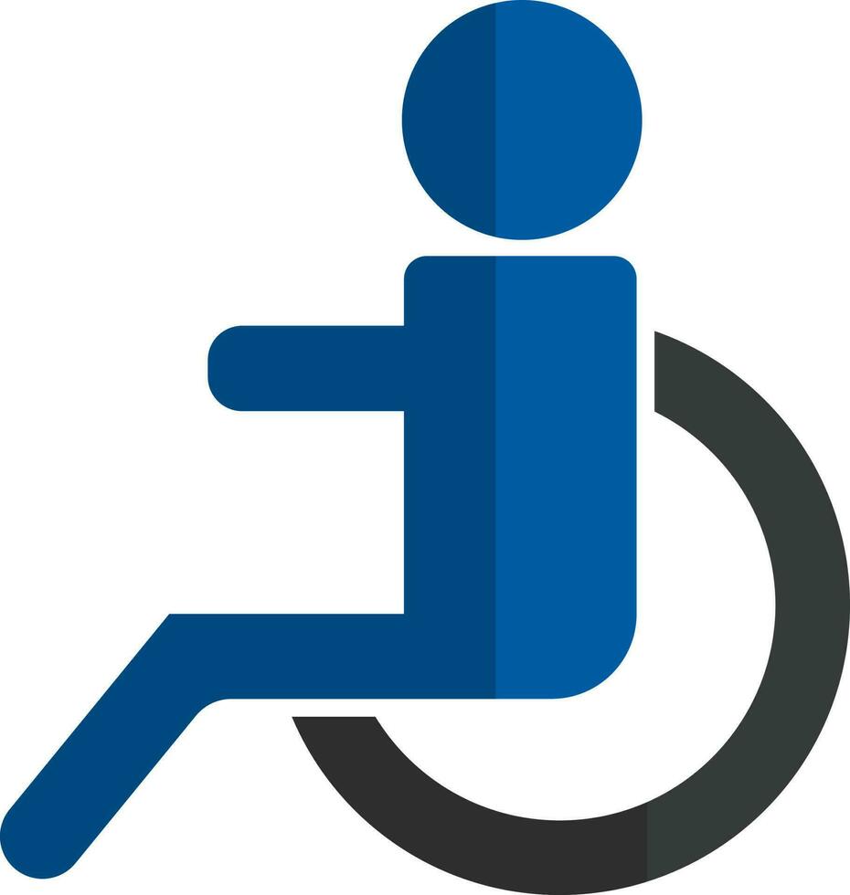 Icon of disabled human in blue and gray color. vector