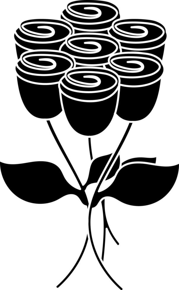 Rosa icono con hoja en glifo estilo. vector