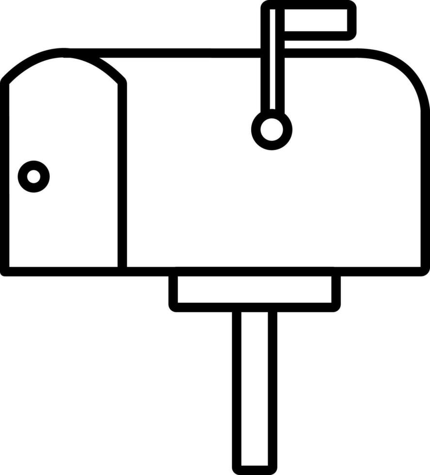 Black line art illustration of a mailbox. vector