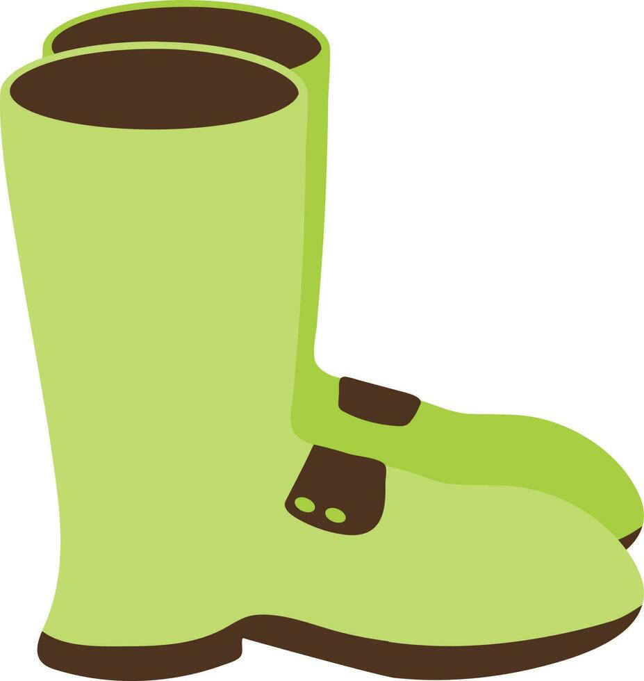 Green color of garden boots icon in isolated. vector