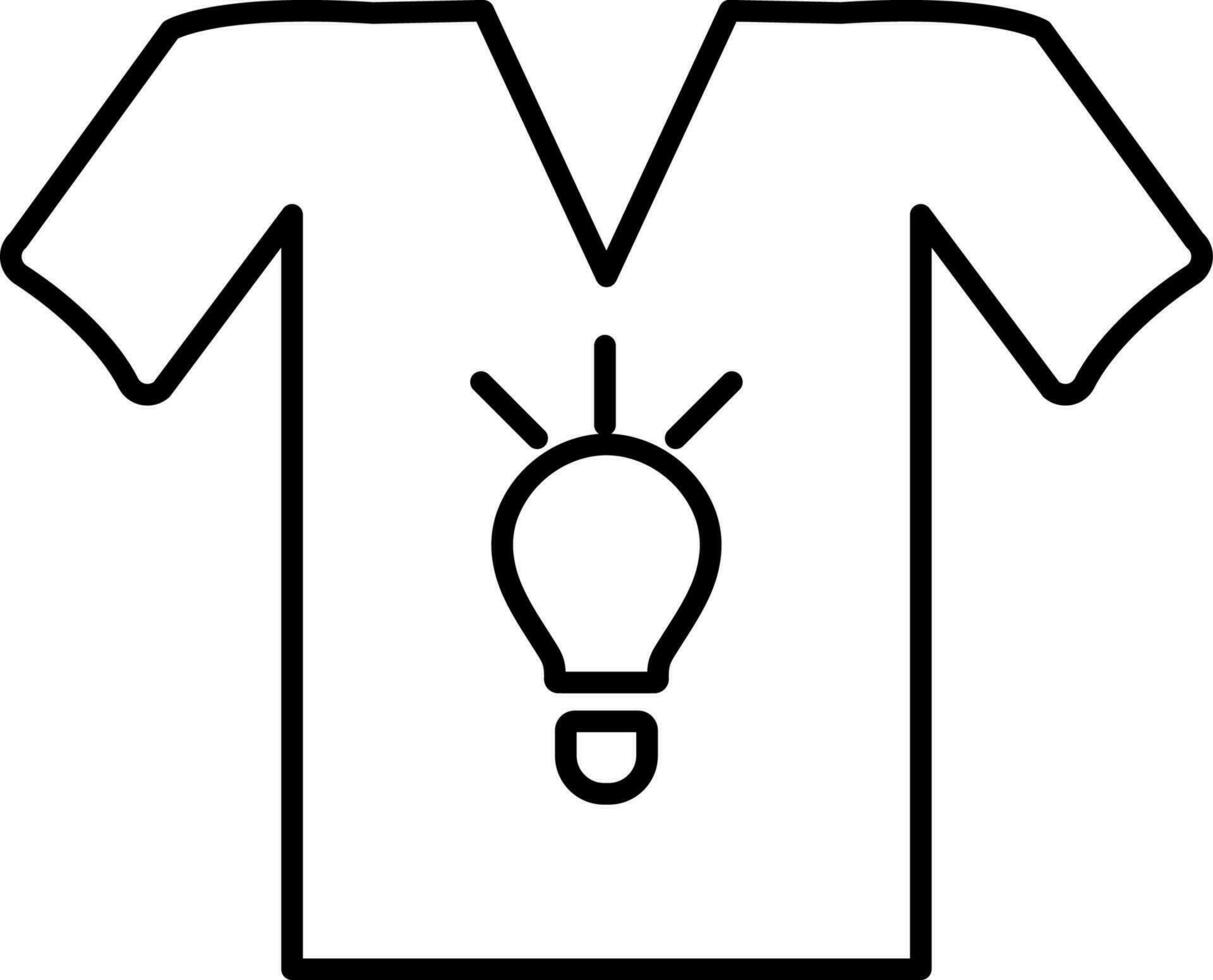 icono de camiseta con bulbo para márketing o anuncio concepto. vector