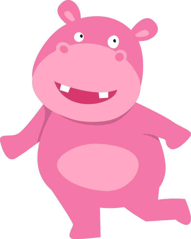 Cheerful cartoon character of hippo. vector