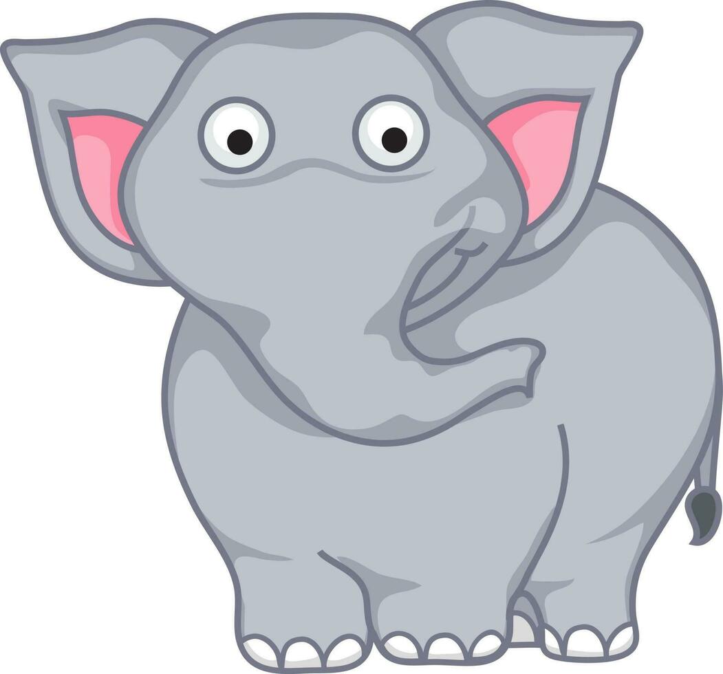 Elephant cute cartoon character. vector