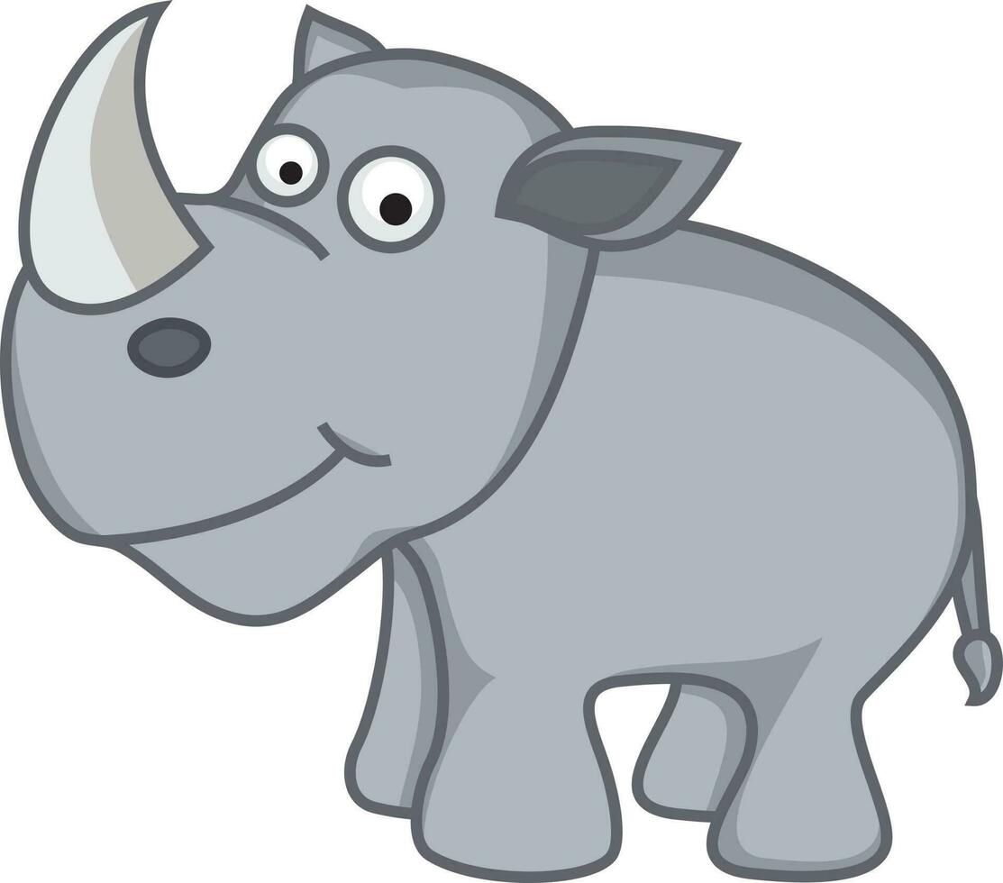 Cartoon character of rhinoceros. vector