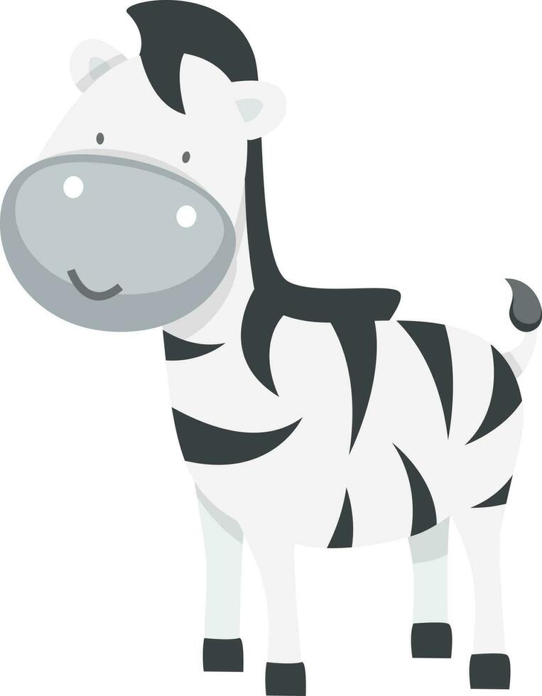 Animal cartoon character of zebra. vector