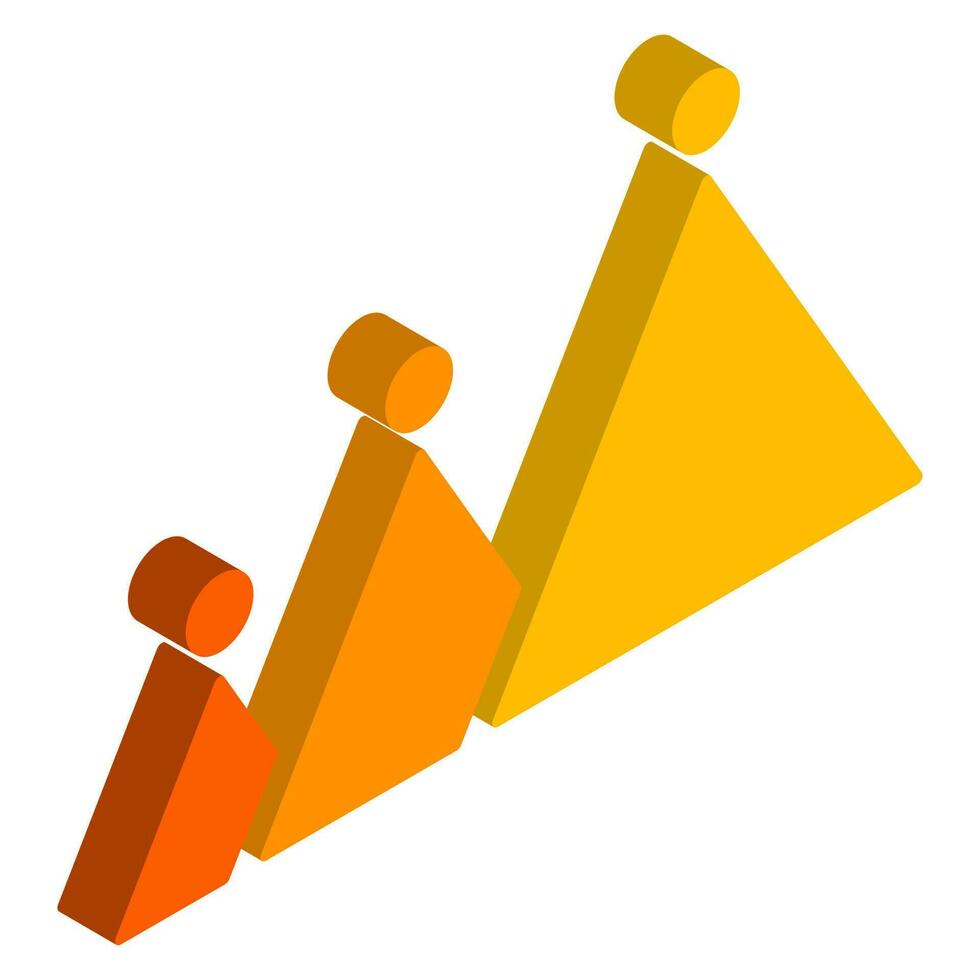 Column triangle bar graph chart in 3d style. 24284296 Vector Art at