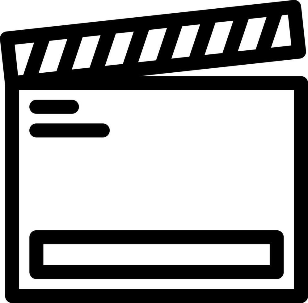 Line art illustration of clapboard icon. vector