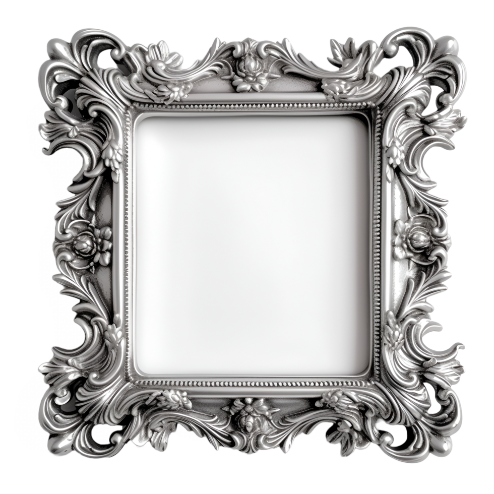 Silver Frame Ornate Realistic Clipart png