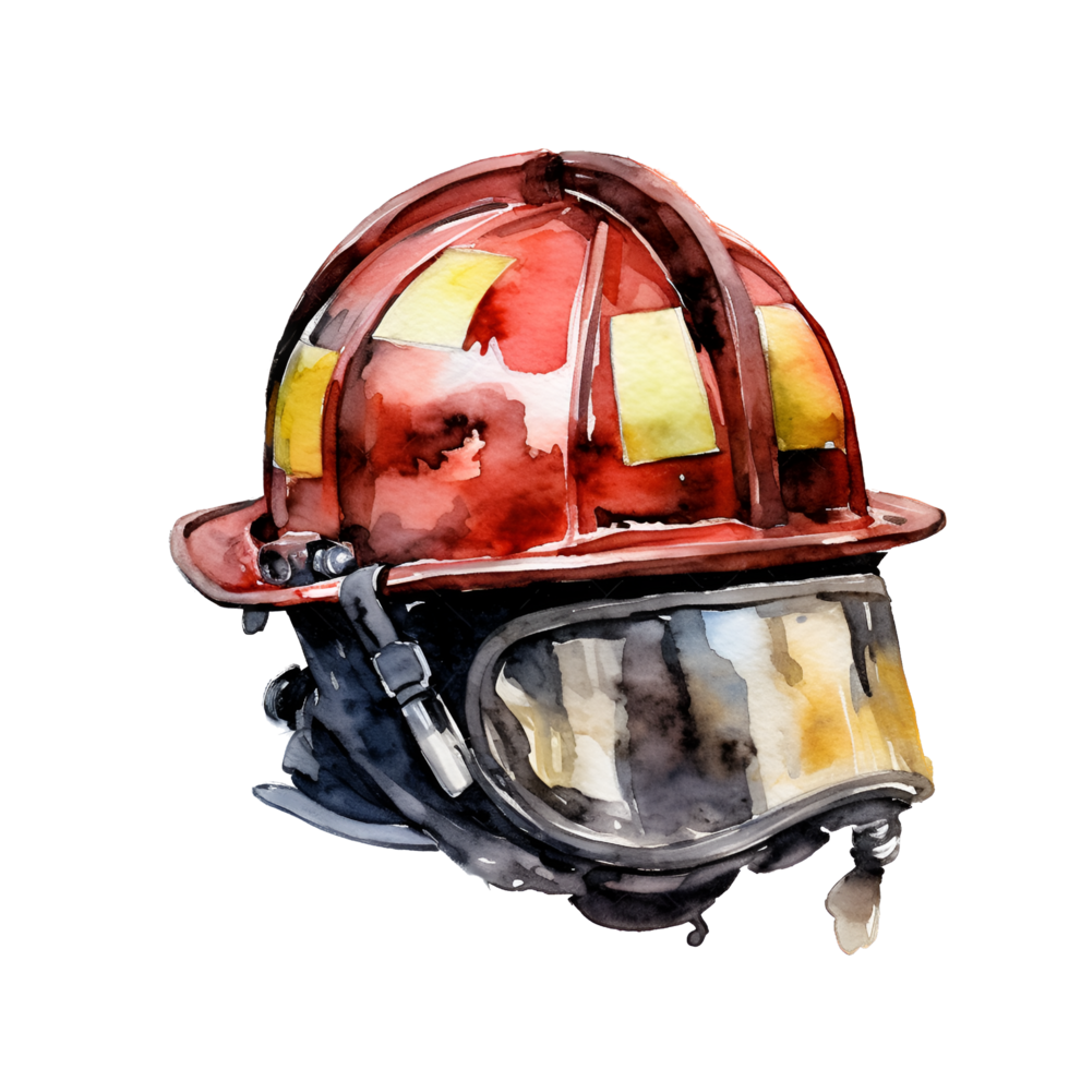 pompiere casco acquerello clipart ai generato png