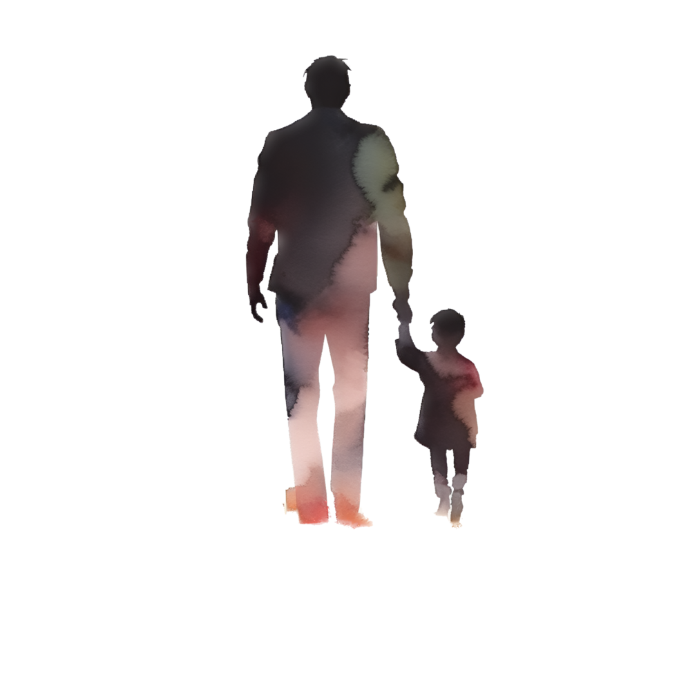 Fathers Day Parent Child Watercolor Clipart png