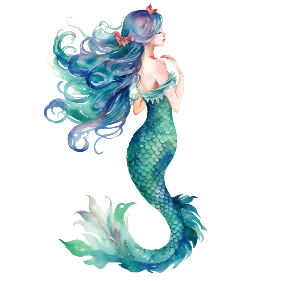 sirena acuarela clipart ai generado png