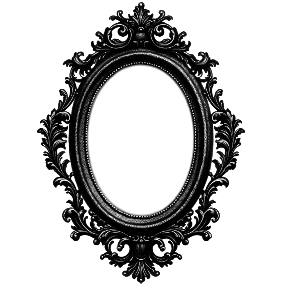 Black Oval Frame Ornate Realistic Clipart png