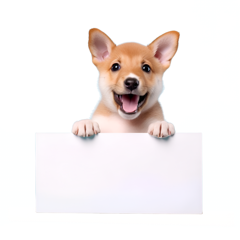 fofa cachorro segurando em branco placa clipart ai gerado png