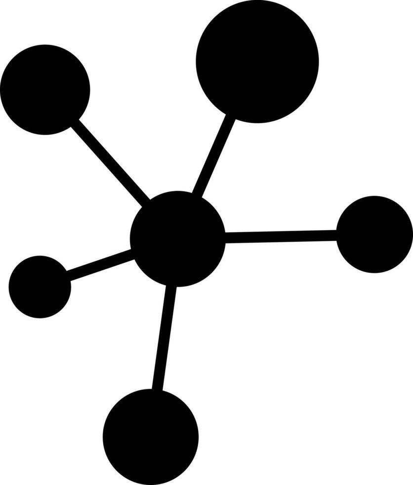 Black molecule icon in flat style. Glyph sign or symbol. vector