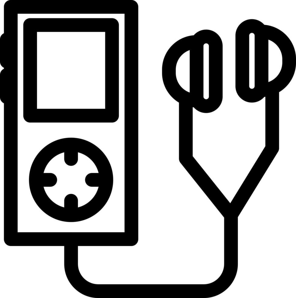 Line art illustration of mp3 player icon. vector