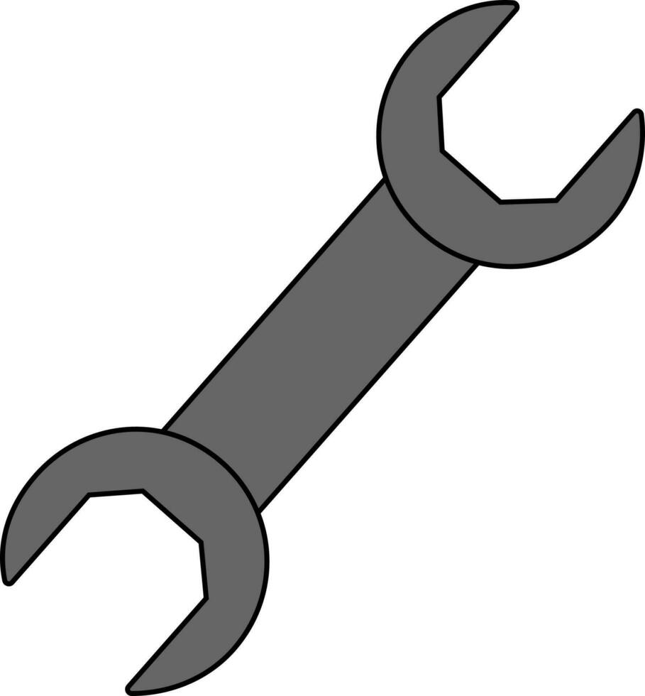 Grey spanner on white background. vector