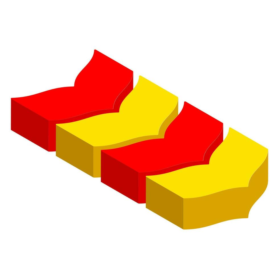 3D infographic arrow in yellow or red color. vector