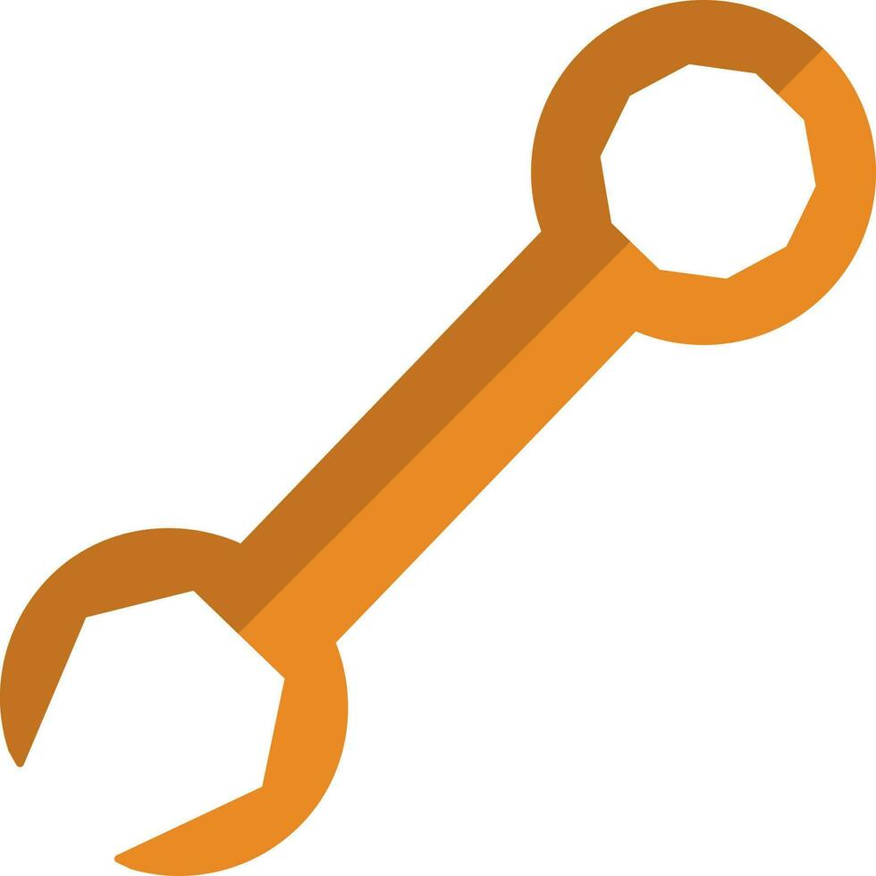 Flat style wrench in orange color. vector