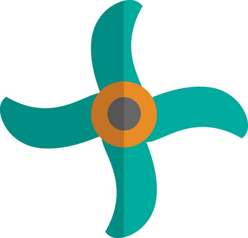 Orange and green fan in flat style. vector