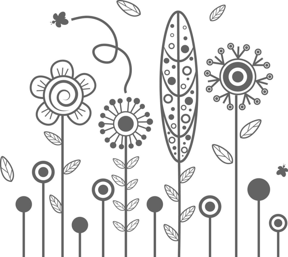 Hand drawn abstract floral elements. vector