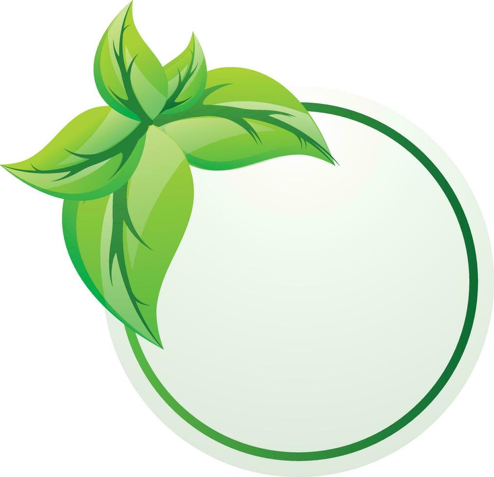 Beautiful circular frame with glossy leaves. vector