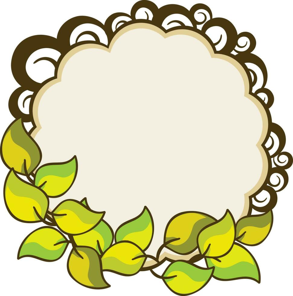 Circular frame design decorated with leaves. vector