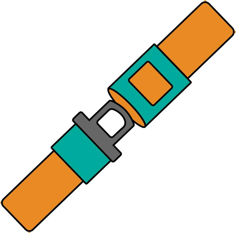 Isolated green and orange seat belt. vector