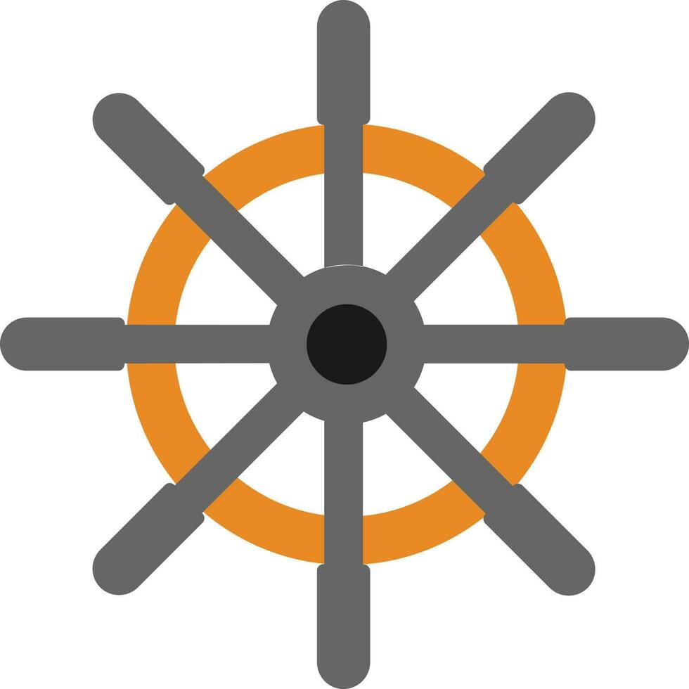 ilustración de Embarcacion direccion rueda en naranja y gris color. vector
