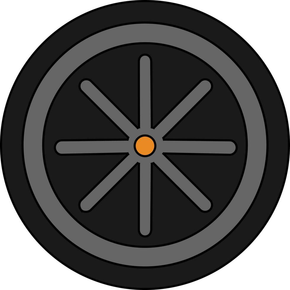 Isolated black wheel in flat style. vector