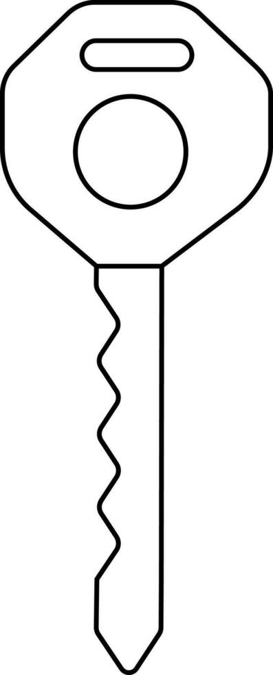 Black line art illustration of a key in flat style. vector