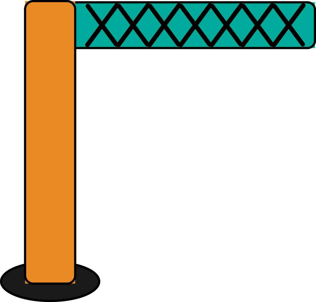 Parking barrier in orange and green color. vector