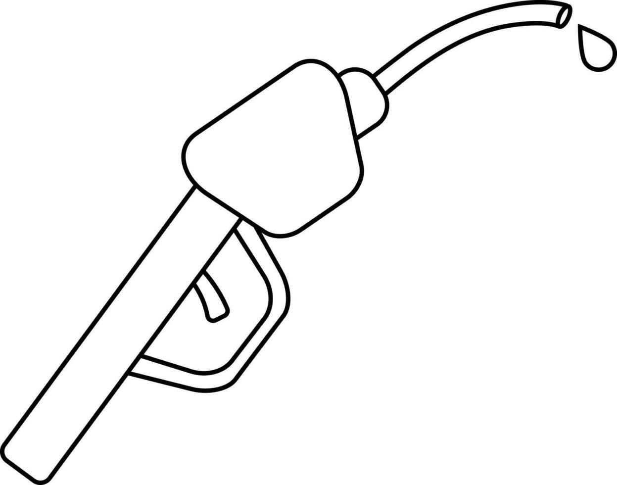 Isolated fuel pump with drop in black line art. vector