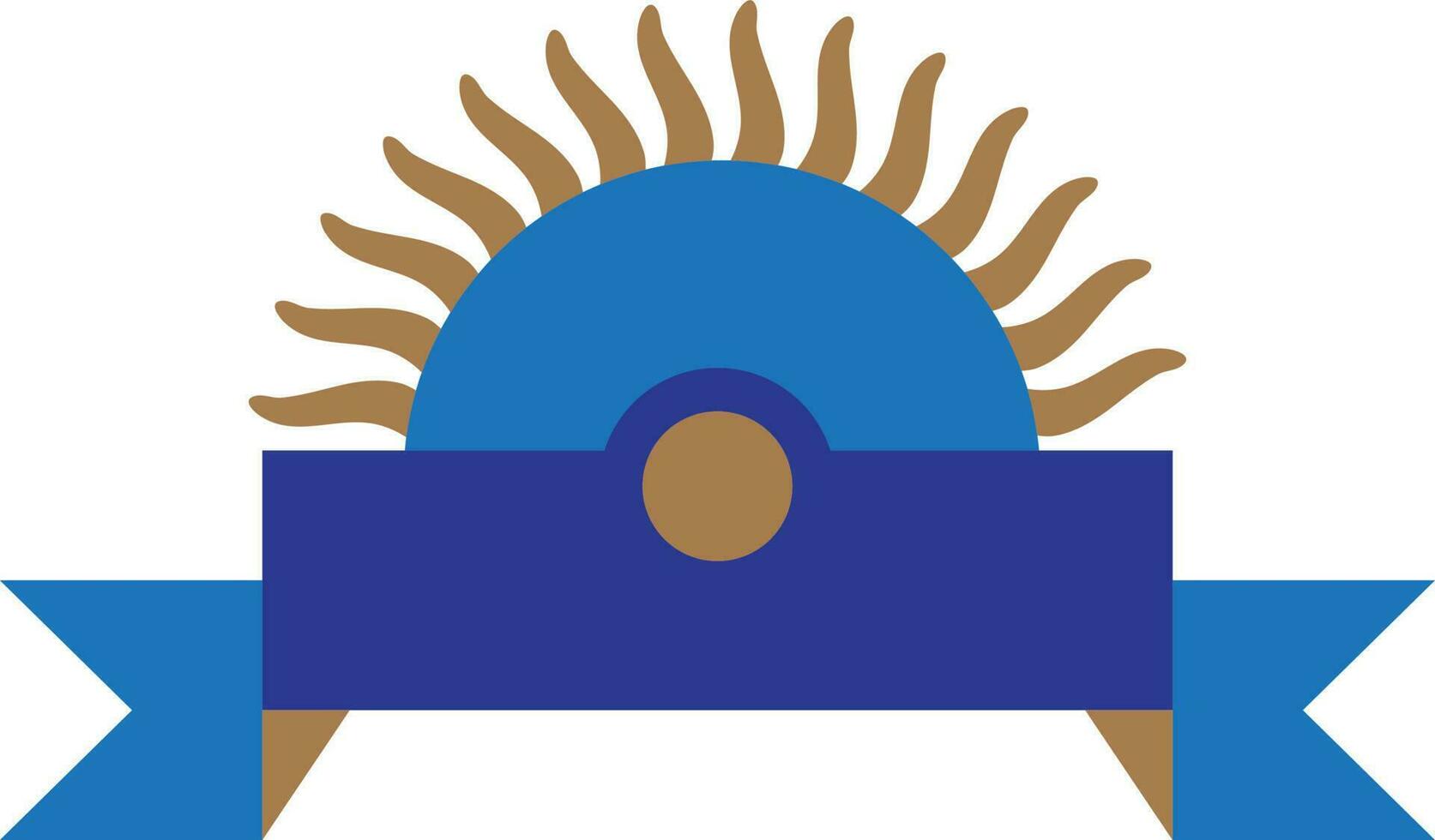 Blank blue ribbon with sun rays. vector