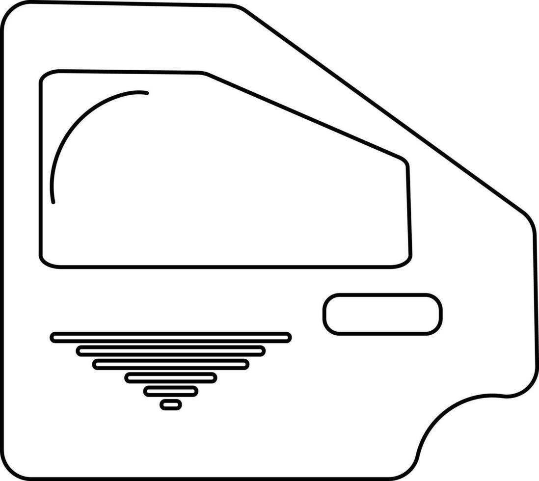 Flat style auto door in black line art. vector