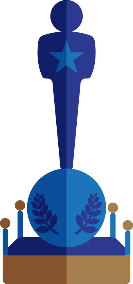 Blue oscar trophy award icon. vector
