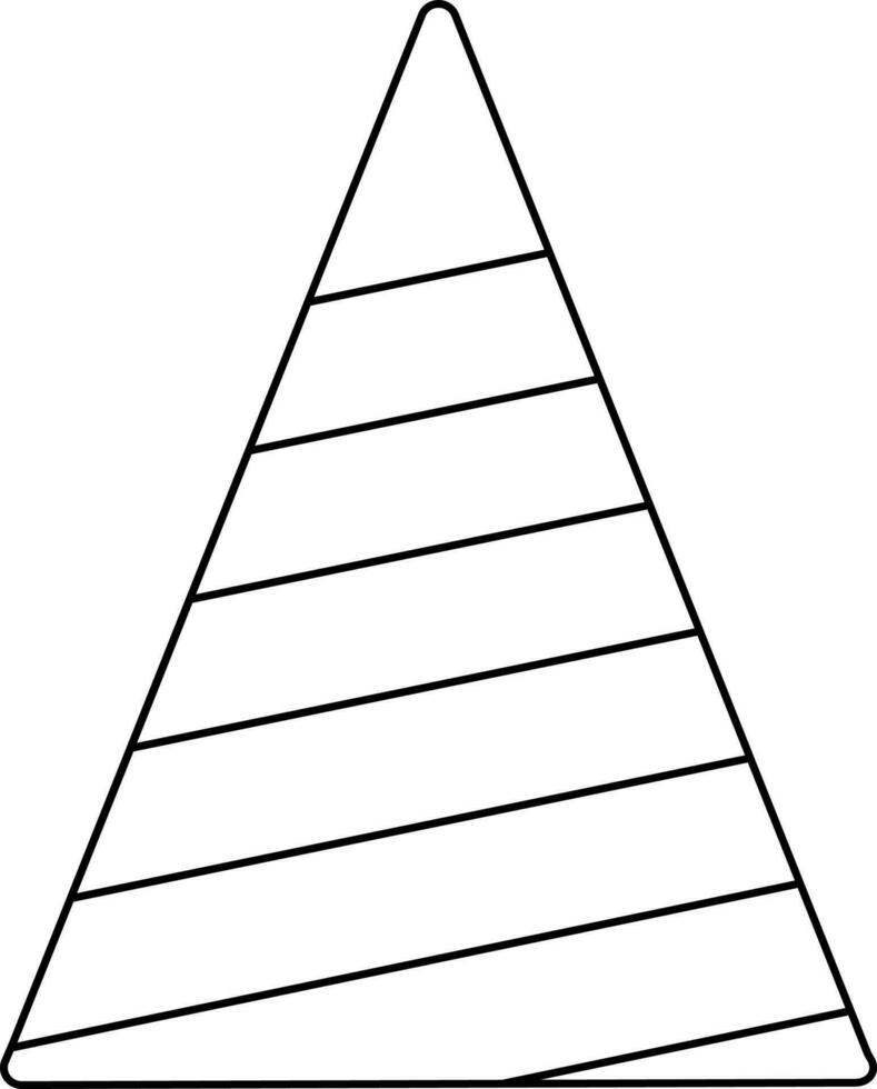 Black line art illustration of a traffic cone icon. vector