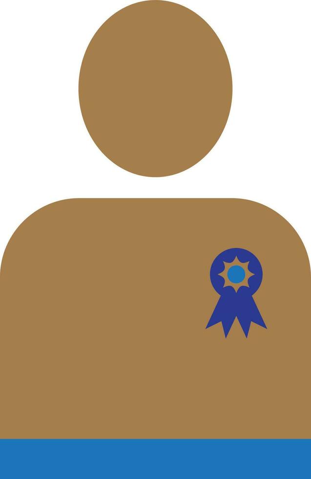 Character of faceless man wearing medal. vector
